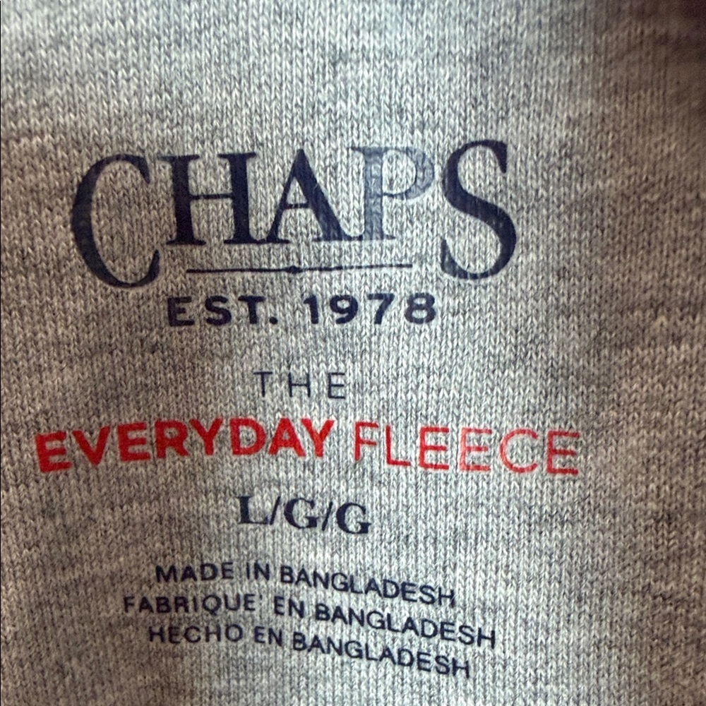Chaps Men's Zip-Up Sweater in Gray, Navy, and White - Picture 2 of 3